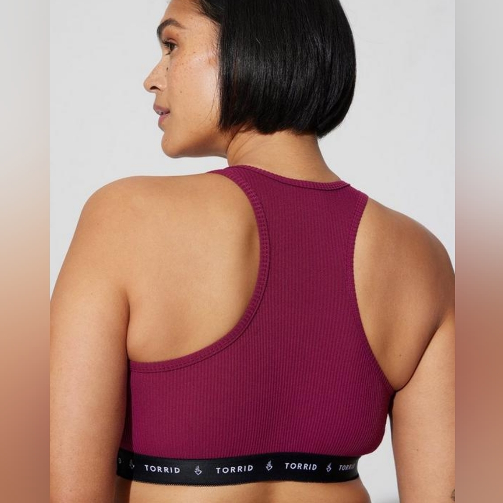 TORRID Lightly Lined Rib Henley Bralette - Navarro Pink - Picture 3 of 7
